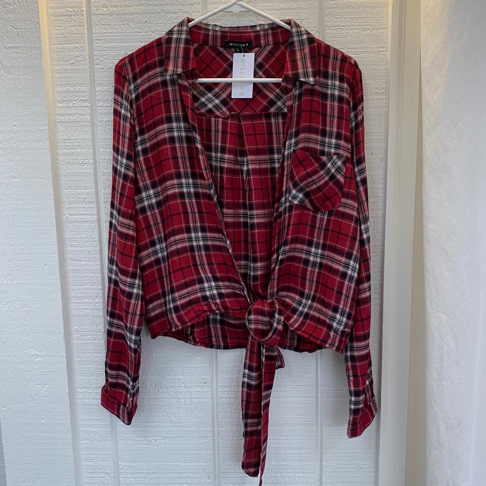 WILLIAM B super cute tie-up flannel tie-up flannel